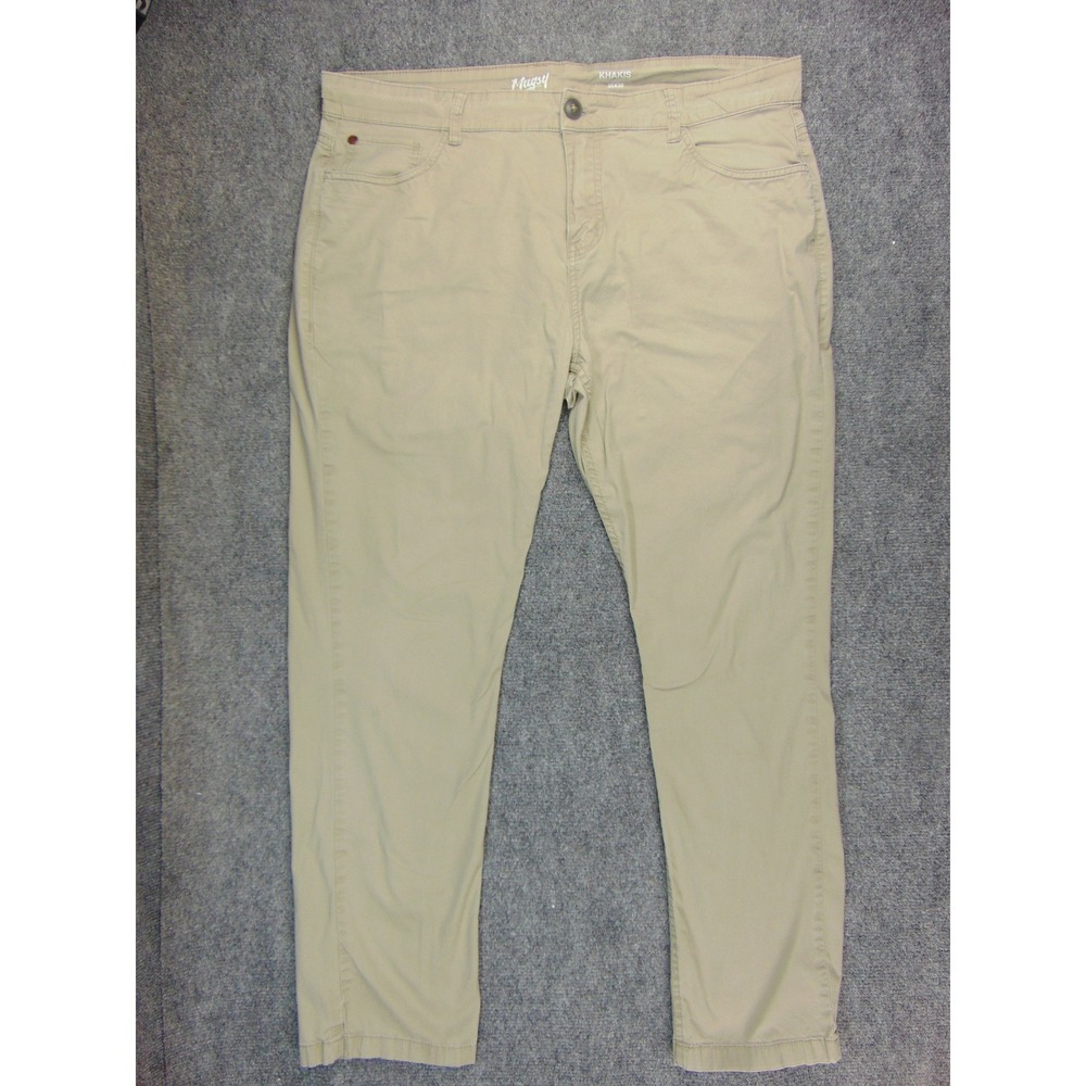 Mugsy Khakis Mens 36x30 Khaki Tan Solid Chino Casual Workwear Pants